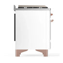 ILVE Majestic III 48-inch Dual Fuel Range with 5 Liquid Propane Burner, Griddle and Triple Glass Door Electric Oven in White with Copper Trim (UM48FNR3WHPLP)