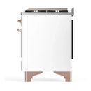 ILVE Majestic III 48-inch Dual Fuel Range with 5 Liquid Propane Burner, Griddle and Triple Glass Door Electric Oven in White with Copper Trim (UM48FNR3WHPLP)