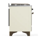ILVE Majestic III 48-inch Dual Fuel Range with 5 Liquid Propane Burner, Griddle and Solid Door Electric Oven in Antique White with Burnished Trim (UM48FQNR3AWBLP)
