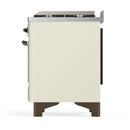 ILVE Majestic III 48-inch Dual Fuel Range with 5 Liquid Propane Burner, Griddle and Solid Door Electric Oven in Antique White with Burnished Trim (UM48FQNR3AWBLP)