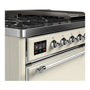 ILVE Majestic III 48-inch Dual Fuel Range with 5 Natural Gas Burner, Griddle and Solid Door Electric Oven in Antique White with Chrome Trim (UM48FQNR3AWC)