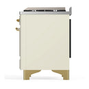 ILVE Majestic III 48-inch Dual Fuel Range with 5 Liquid Propane Burner, Griddle and Solid Door Electric Oven in Antique White with Brass Trim (UM48FQNR3AWGLP)