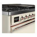 ILVE Majestic III 48-inch Dual Fuel Range with 5 Natural Gas Burner, Griddle and Solid Door Electric Oven in Antique White with Copper Trim (UM48FQNR3AWP)
