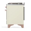 ILVE Majestic III 48-inch Dual Fuel Range with 5 Natural Gas Burner, Griddle and Solid Door Electric Oven in Antique White with Copper Trim (UM48FQNR3AWP)