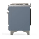 ILVE Majestic III 48-inch Dual Fuel Range with 5 Natural Gas Burner, Griddle and Solid Door Electric Oven in Blue Grey with Chrome Trim (UM48FQNR3BGC)