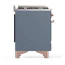 ILVE Majestic III 48-inch Dual Fuel Range with 5 Liquid Propane Burner, Griddle and Solid Door Electric Oven in Blue Grey with Copper Trim (UM48FQNR3BGPLP)