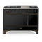 ILVE Majestic III 48-inch Dual Fuel Range with 5 Natural Gas Burner, Griddle and Solid Door Electric Oven in Glossy Black with Burnished Trim (UM48FQNR3BKB)