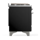 ILVE Majestic III 48-inch Dual Fuel Range with 5 Natural Gas Burner, Griddle and Solid Door Electric Oven in Glossy Black with Chrome Trim (UM48FQNR3BKC)