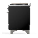 ILVE Majestic III 48-inch Dual Fuel Range with 5 Natural Gas Burner, Griddle and Solid Door Electric Oven in Glossy Black with Chrome Trim (UM48FQNR3BKC)