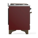 ILVE Majestic III 48-inch Dual Fuel Range with 5 Natural Gas Burner, Griddle and Solid Door Electric Oven in Burgundy with Burnished Trim (UM48FQNR3BUB)