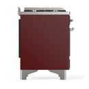 ILVE Majestic III 48-inch Dual Fuel Range with 5 Natural Gas Burner, Griddle and Solid Door Electric Oven in Burgundy with Chrome Trim (UM48FQNR3BUC)