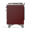 ILVE Majestic III 48-inch Dual Fuel Range with 5 Natural Gas Burner, Griddle and Solid Door Electric Oven in Burgundy with Chrome Trim (UM48FQNR3BUC)