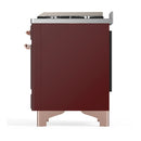 ILVE Majestic III 48-inch Dual Fuel Range with 5 Natural Gas Burner, Griddle and Solid Door Electric Oven in Burgundy with Copper Trim (UM48FQNR3BUP)