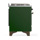 ILVE Majestic III 48-inch Dual Fuel Range with 5 Liquid Propane Burner, Griddle and Solid Door Electric Oven in Emerald Green with Burnished Trim (UM48FQNR3EGBLP)