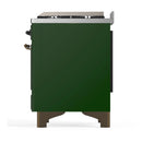ILVE Majestic III 48-inch Dual Fuel Range with 5 Liquid Propane Burner, Griddle and Solid Door Electric Oven in Emerald Green with Burnished Trim (UM48FQNR3EGBLP)
