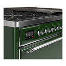 ILVE Majestic III 48-inch Dual Fuel Range with 5 Liquid Propane Burner, Griddle and Solid Door Electric Oven in Emerald Green with Chrome Trim (UM48FQNR3EGCLP)