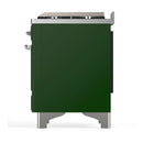 ILVE Majestic III 48-inch Dual Fuel Range with 5 Liquid Propane Burner, Griddle and Solid Door Electric Oven in Emerald Green with Chrome Trim (UM48FQNR3EGCLP)