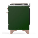 ILVE Majestic III 48-inch Dual Fuel Range with 5 Liquid Propane Burner, Griddle and Solid Door Electric Oven in Emerald Green with Copper Trim (UM48FQNR3EGPLP)