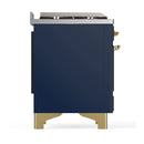 ILVE Majestic III 48-inch Dual Fuel Range with 5 Natural Gas Burner, Griddle and Solid Door Electric Oven in Blue Grey with Brass Trim (UM48FQNR3MBG)