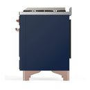 ILVE Majestic III 48-inch Dual Fuel Range with 5 Natural Gas Burner, Griddle and Solid Door Electric Oven in Midnight Blue with Copper Trim (UM48FQNR3MBP)
