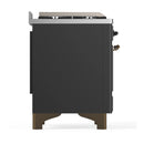ILVE Majestic III 48-inch Dual Fuel Range with 5 Liquid Propane Burner, Griddle and Solid Door Electric Oven in Graphite Matte with Burnished Trim (UM48FQNR3MGBLP)