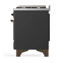 ILVE Majestic III 48-inch Dual Fuel Range with 5 Liquid Propane Burner, Griddle and Solid Door Electric Oven in Graphite Matte with Burnished Trim (UM48FQNR3MGBLP)
