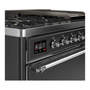 ILVE Majestic III 48-inch Dual Fuel Range with 5 Natural Gas Burner, Griddle and Solid Door Electric Oven in Graphite Matte with Chrome Trim (UM48FQNR3MGC)