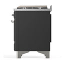 ILVE Majestic III 48-inch Dual Fuel Range with 5 Liquid Propane Burner, Griddle and Solid Door Electric Oven in Graphite Matte with Chrome Trim (UM48FQNR3MGCLP)