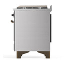 ILVE Majestic III 48-inch Dual Fuel Range with 5 Natural Gas Burner, Griddle and Solid Door Electric Oven in Stainless Steel with Burnished Trim (UM48FQNR3SSB)