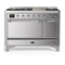 ILVE Majestic III 48-inch Dual Fuel Range with 5 Natural Gas Burner, Griddle and Solid Door Electric Oven in Stainless Steel with Chrome Trim (UM48FQNR3SSC)
