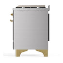 ILVE Majestic III 48-inch Dual Fuel Range with 5 Natural Gas Burner, Griddle and Solid Door Electric Oven in Stainless Steel with Brass Trim (UM48FQNR3SSG)