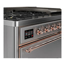 ILVE Majestic III 48-inch Dual Fuel Range with 5 Natural Gas Burner, Griddle and Solid Door Electric Oven in Stainless Steel with Copper Trim (UM48FQNR3SSP)