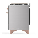 ILVE Majestic III 48-inch Dual Fuel Range with 5 Natural Gas Burner, Griddle and Solid Door Electric Oven in Stainless Steel with Copper Trim (UM48FQNR3SSP)