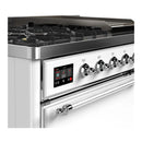 ILVE Majestic III 48-inch Dual Fuel Range with 5 Natural Gas Burner, Griddle and Solid Door Electric Oven in White with Chrome Trim (UM48FQNR3WHC)