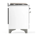 ILVE Majestic III 48-inch Dual Fuel Range with 5 Natural Gas Burner, Griddle and Solid Door Electric Oven in White with Chrome Trim (UM48FQNR3WHC)