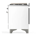 ILVE Majestic III 48-inch Dual Fuel Range with 5 Natural Gas Burner, Griddle and Solid Door Electric Oven in White with Chrome Trim (UM48FQNR3WHC)