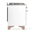 ILVE Majestic III 48-inch Dual Fuel Range with 5 Natural Gas Burner, Griddle and Solid Door Electric Oven in White with Copper Trim (UM48FQNR3WHP)