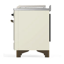 ILVE Majestic III 48-inch Dual Fuel Range with 5 Natural Gas Burner, Griddle, French Top and Triple Glass Door Electric Oven in Antique White with Burnished Trim (UM48FSNR3AWB)