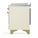 ILVE Majestic III 48-inch Dual Fuel Range with 5 Liquid Propane Burner, Griddle, French Top and Triple Glass Door Electric Oven in Antique White with Brass Trim (UM48FSNR3AWGLP)