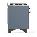 ILVE Majestic III 48-inch Dual Fuel Range with 5 Natural Gas Burner, Griddle, French Top and Triple Glass Door Electric Oven in Blue Grey with Burnished Trim (UM48FSNR3BGB)