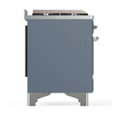 ILVE Majestic III 48-inch Dual Fuel Range with 5 Natural Gas Burner, Griddle, French Top and Triple Glass Door Electric Oven in Blue Grey with Chrome Trim (UM48FSNR3BGC)
