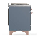 ILVE Majestic III 48-inch Dual Fuel Range with 5 Natural Gas Burner, Griddle, French Top and Triple Glass Door Electric Oven in Blue Grey with Copper Trim (UM48FSNR3BGP)