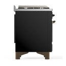 ILVE Majestic III 48-inch Dual Fuel Range with 5 Natural Gas Burner, Griddle, French Top and Triple Glass Door Electric Oven in Glossy Black with Burnished Trim (UM48FSNR3BKB)