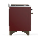 ILVE Majestic III 48-inch Dual Fuel Range with 5 Natural Gas Burner, Griddle, French Top and Triple Glass Door Electric Oven in Burgundy with Burnished Trim (UM48FSNR3BUB)