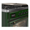 ILVE Majestic III 48-inch Dual Fuel Range with 5 Liquid Propane Burner, Griddle, French Top and Triple Glass Door Electric Oven in Emerald Green with Burnished Trim (UM48FSNR3EGBLP)