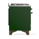 ILVE Majestic III 48-inch Dual Fuel Range with 5 Liquid Propane Burner, Griddle, French Top and Triple Glass Door Electric Oven in Emerald Green with Burnished Trim (UM48FSNR3EGBLP)