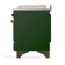 ILVE Majestic III 48-inch Dual Fuel Range with 5 Natural Gas Burner, Griddle, French Top and Triple Glass Door Electric Oven in Emerald Green with Burnished Trim (UM48FSNR3EGB)