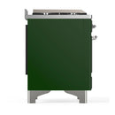 ILVE Majestic III 48-inch Dual Fuel Range with 5 Natural Gas Burner, Griddle, French Top and Triple Glass Door Electric Oven in Emerald Green with Chrome Trim (UM48FSNR3EGC)