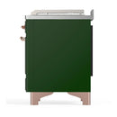 ILVE Majestic III 48-inch Dual Fuel Range with 5 Liquid Propane Burner, Griddle, French Top and Triple Glass Door Electric Oven in Emerald Green with Copper Trim (UM48FSNR3EGPLP)