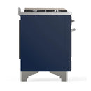 ILVE Majestic III 48-inch Dual Fuel Range with 5 Natural Gas Burner, Griddle, French Top and Triple Glass Door Electric Oven in Midnight Blue with Chrome Trim (UM48FSNR3MBC)